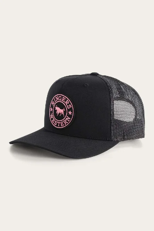 Signature Bull Trucker Black with Black & Pink Patch