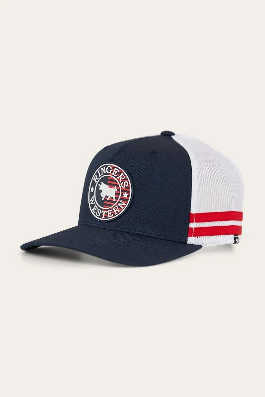 Signature Bull Flag Trucker Cap - Navy