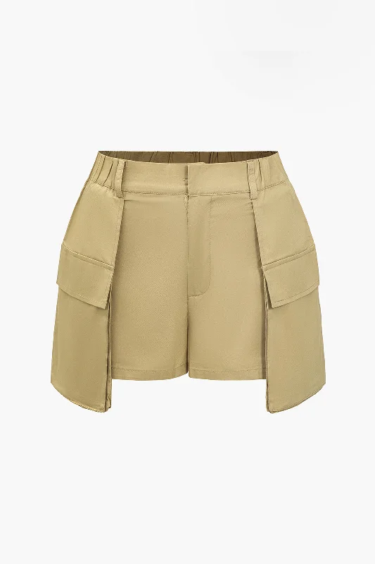 Solid Flap Pocket Shorts