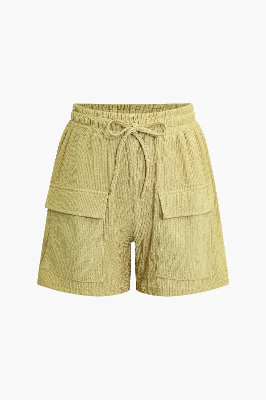 Solid Drawstring Breathable Shorts