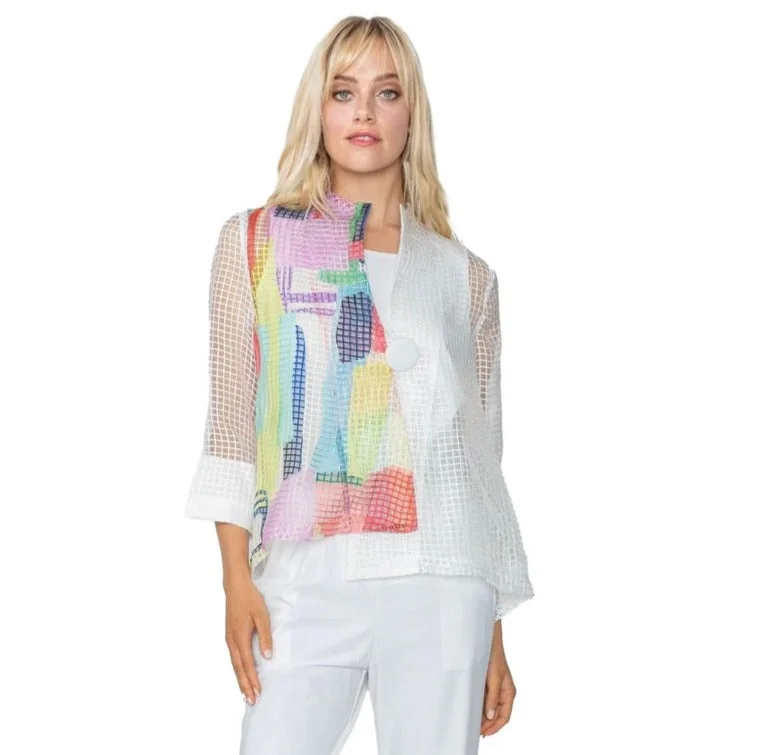 IC Collection Multicolor Mesh Single Button Jacket - 5681J - Size S Only