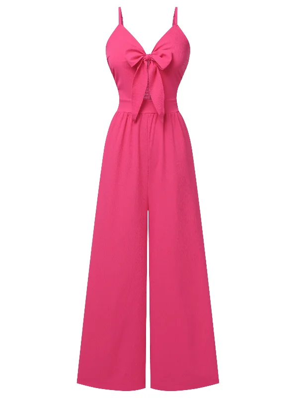 1950s Chest Bow Spaghetti Strap Jumpsuit