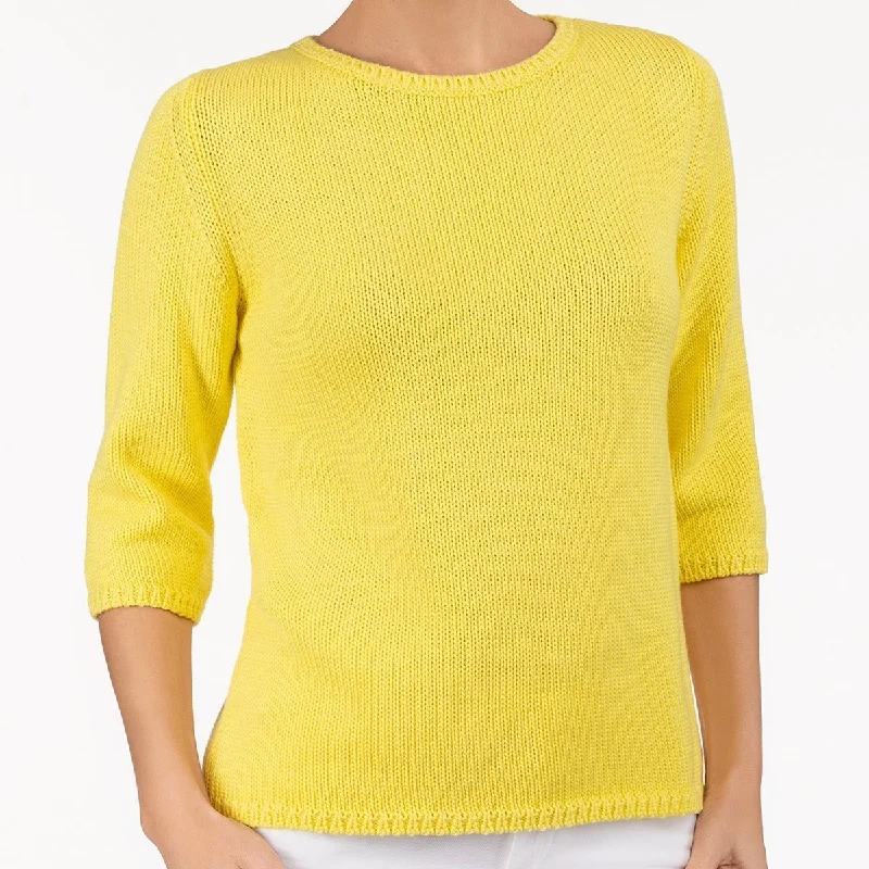 3/4 Sleeve Pullover in Bright Yellow