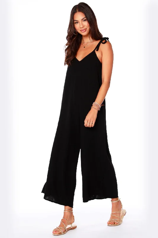 Tie Shoulder Jumpsuit - Black