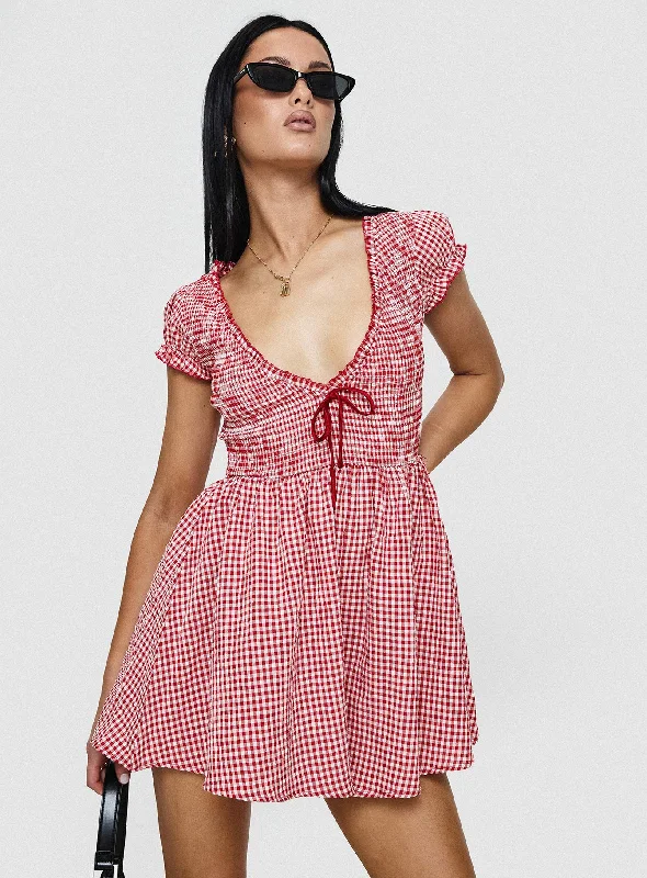 Wescott Gingham Playsuit Red / White