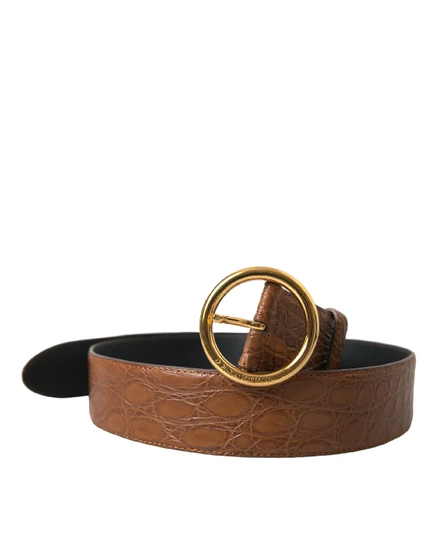 Dolce & Gabbana  Exotic Leather Round Buckle Men's Belt