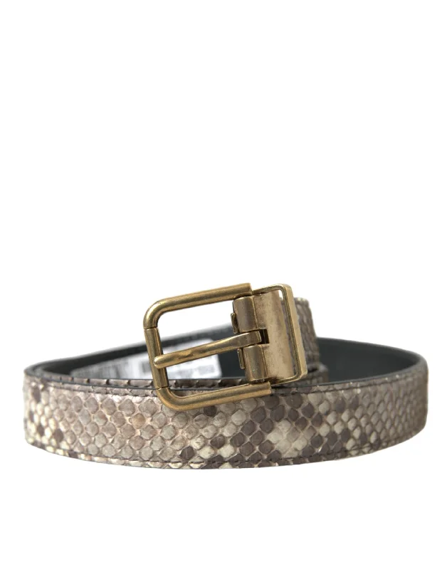 Dolce & Gabbana  Python Leather  Metal Buckle Men's Belt