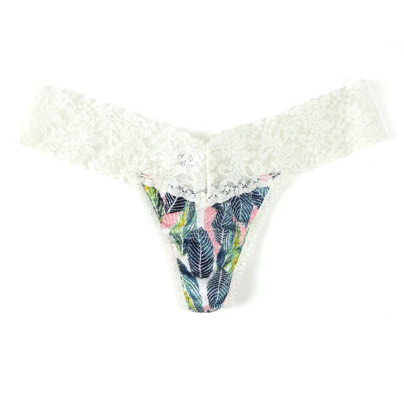 Signature Lace Low Rise Thong | Pink Multi