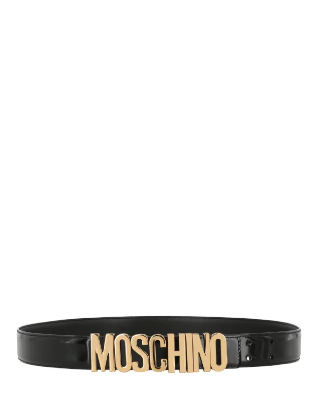 Patent Leather Logo Lettering Belt