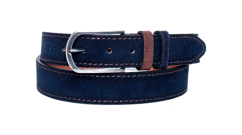 Venice Navy Blue Suede Mens Belt