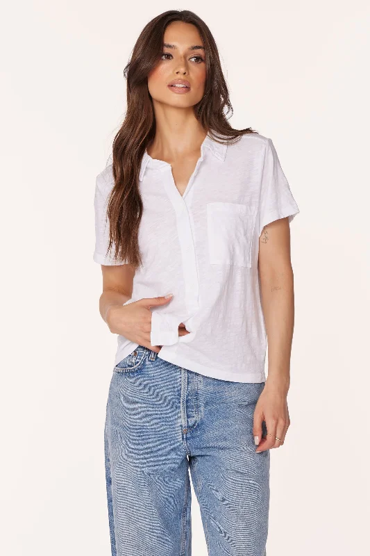 BUTTON FRONT COLLARED TEE