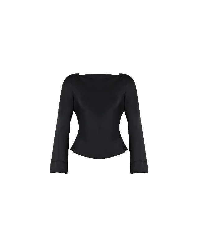 FIREBIRD SATIN COWL TOP BLACK