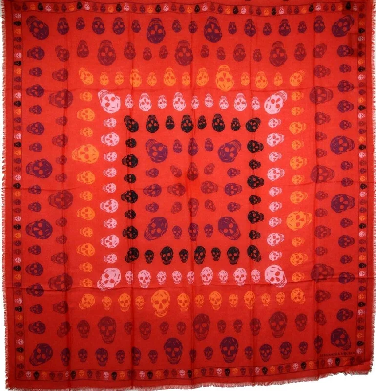 Alexander McQueen Women's  Modal / Wool Multiskull Box Print Shawl Scarf