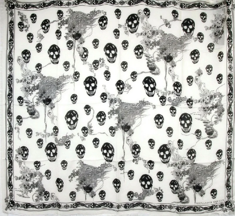 Alexander McQueen Women's  Modal / Wool Scarf Ophelia Skull Print