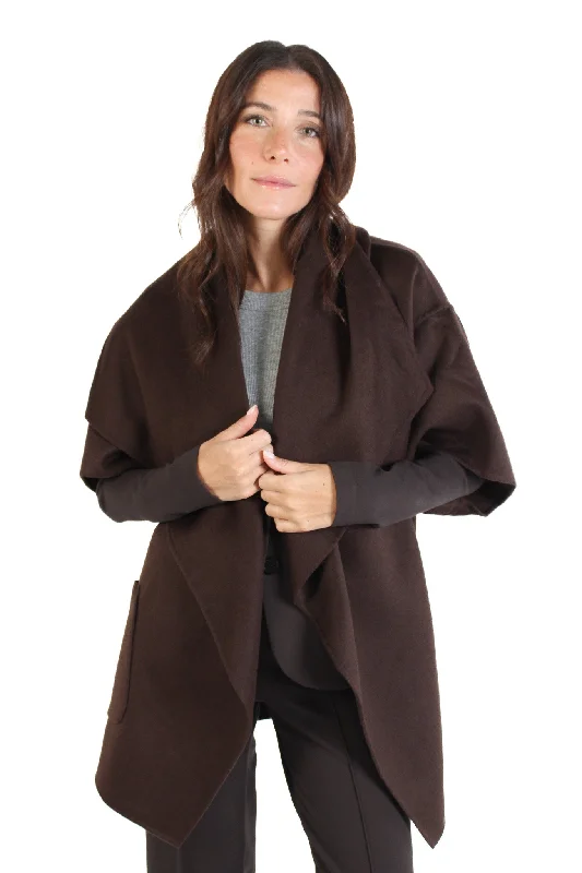 Dark Brown Penelope Wool Cape Coat