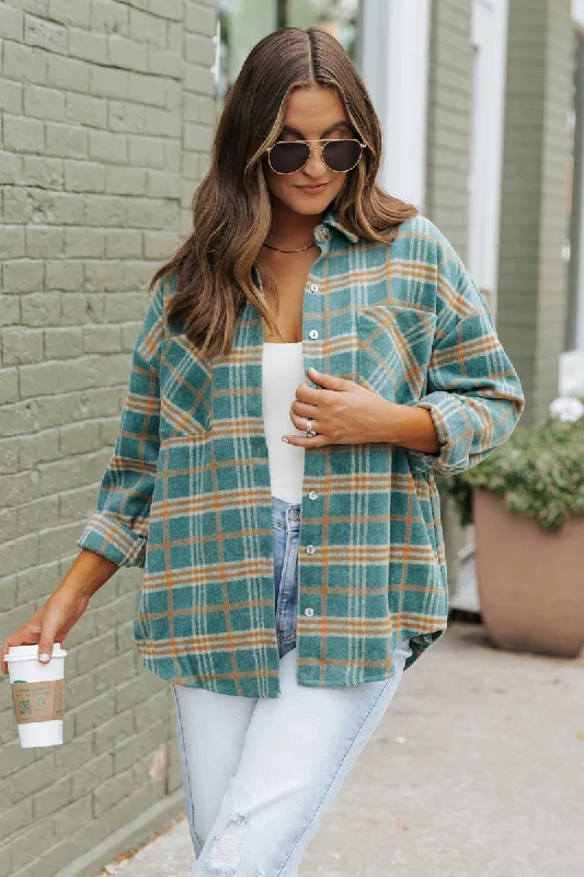 Green and Orange Plaid Shacket