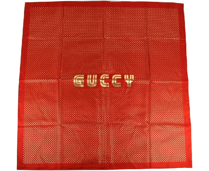 Gucci Women's  Silk With  Star Print And "GUCCY" Logo Scarf