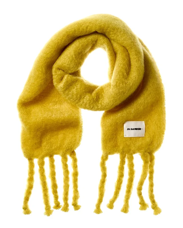 Jil Sander Logo Long Mohair & Wool-Blend Scarf