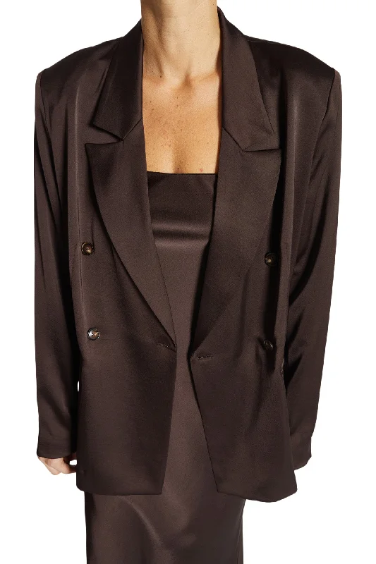 Saint Art Adalee Charmeuse Blazer in Chestnut