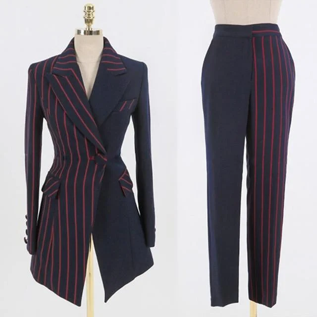 Navy W/Red Stripes