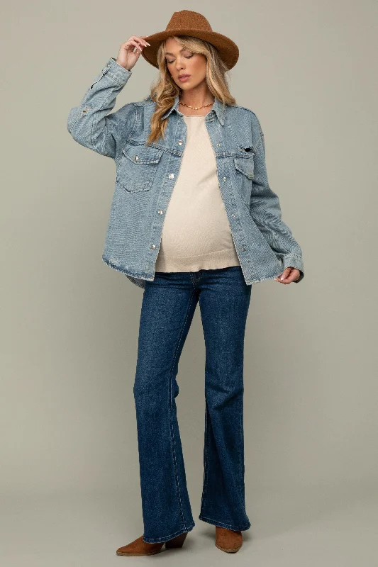 Navy Blue Flare Leg Maternity Jeans