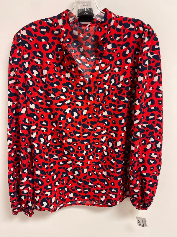 Top Long Sleeve By Clothes Mentor In Blue Red & White, Size: M