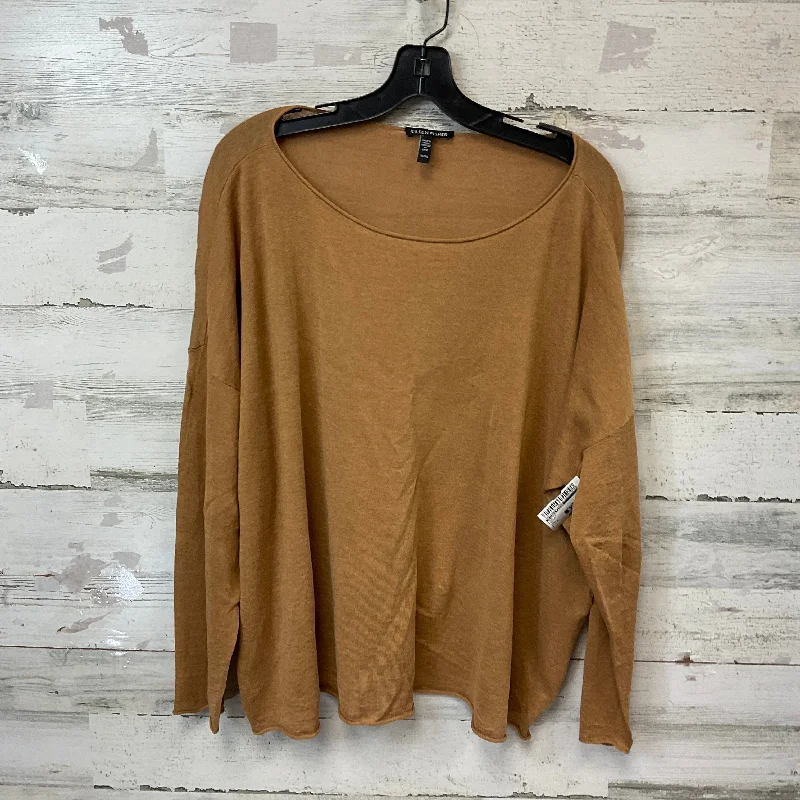 Top Long Sleeve By Eileen Fisher In Brown, Size: Xl