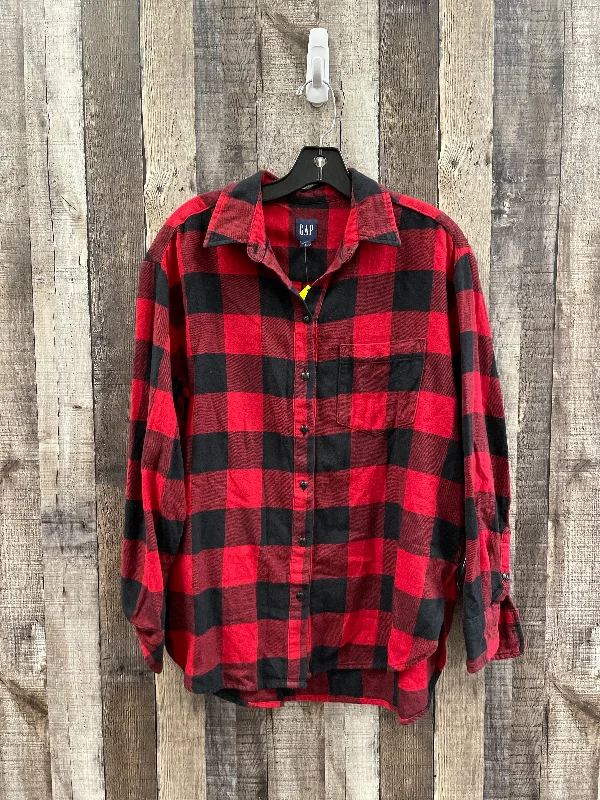 Top Long Sleeve By Gap In Plaid Pattern, Size: S