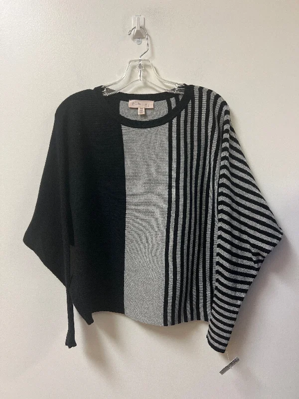 Top Long Sleeve By Philosophy In Black & Grey, Size: M