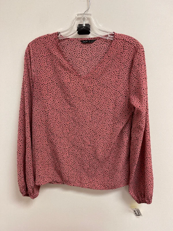 Top Long Sleeve By Shein In Black & Pink, Size: S